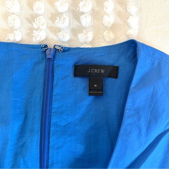J. Crew Women’s Cotton Poplin Blue Faux Wrap Midi Dress Sz 4 - Picture 11 of 15